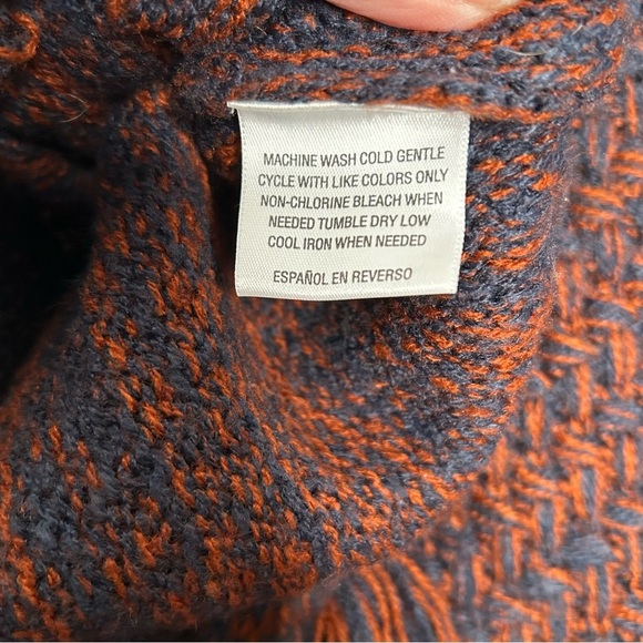 Style & Co Rust /Blue Woven Knit Poncho w/Long Tassel Hem Detail Sz S/M - Picture 9 of 9